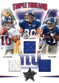2005 Leaf Rookies & Stars - Triple Threads #TT-15 Eli Manning / Jeremy Shockey / Tiki Barber Front