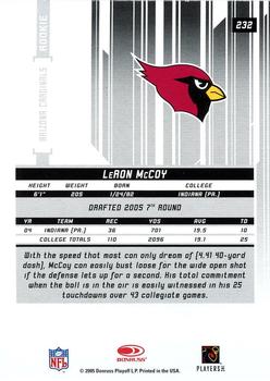 2005 Leaf Rookies & Stars Longevity - Emerald #232 LeRon McCoy Back