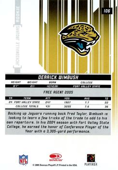 2005 Leaf Rookies & Stars Longevity - Gold #106 Derrick Wimbush Back