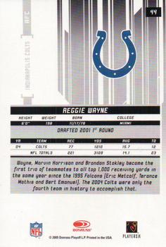 2005 Leaf Rookies & Stars Longevity - Materials Ruby #44 Reggie Wayne Back