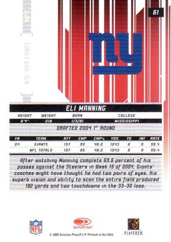 2005 Leaf Rookies & Stars - Longevity #61 Eli Manning Back