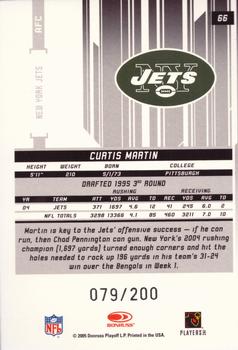 2005 Leaf Rookies & Stars - Longevity True Green #66 Curtis Martin Back