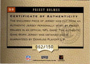 2005 Playoff Absolute Memorabilia - Canton Absolutes Jersey Bronze #CA-19 Priest Holmes Back