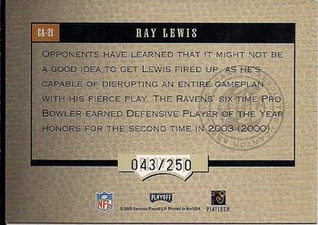 2005 Playoff Absolute Memorabilia - Canton Absolutes Silver #CA-21 Ray Lewis Back