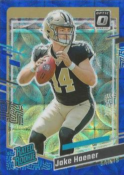 2023 Donruss - Optic Rated Rookie Preview Blue Scope Prizm #374 Jake Haener Front