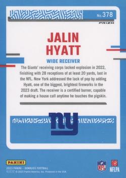 2023 Donruss - Optic Rated Rookie Preview Football Emoji Prizm #378 Jalin Hyatt Back