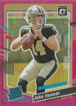 2023 Donruss - Optic Rated Rookie Preview Pink Prizm #374 Jake Haener Front