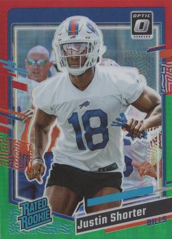 2023 Donruss - Optic Rated Rookie Preview Red & Green Prizm #310 Justin Shorter Front