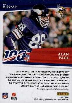 2023 Donruss - NFL 100 Signatures #N100-AP Alan Page Back