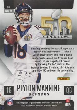 2023 Donruss - Super Bowl Signatures #SB50-PM Peyton Manning Back