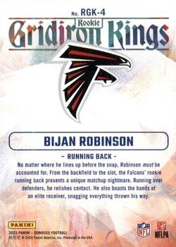 2023 Donruss - Rookie Gridiron Kings #RGK-4 Bijan Robinson Back