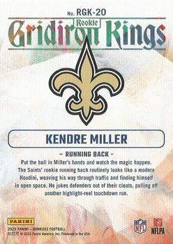 2023 Donruss - Rookie Gridiron Kings #RGK-20 Kendre Miller Back