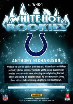 2023 Donruss - White Hot Rookies #WHR-1 Anthony Richardson Back