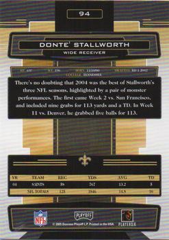 2005 Playoff Absolute Memorabilia - Spectrum Black #94 Donte Stallworth Back