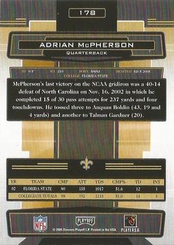 2005 Playoff Absolute Memorabilia - Spectrum Black #178 Adrian McPherson Back
