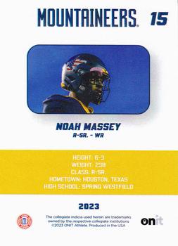 2023 ONIT Athlete West Virginia Mountaineers #NNO Noah Massey Back