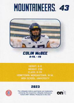 2023 ONIT Athlete West Virginia Mountaineers #NNO Colin McBee Back