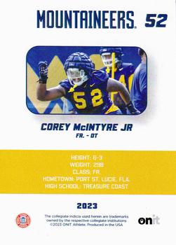 2023 ONIT Athlete West Virginia Mountaineers #NNO Corey McIntyre Jr. Back