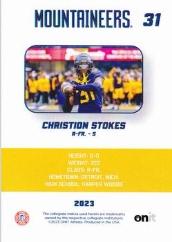 2023 ONIT Athlete West Virginia Mountaineers #NNO Christion Stokes Back