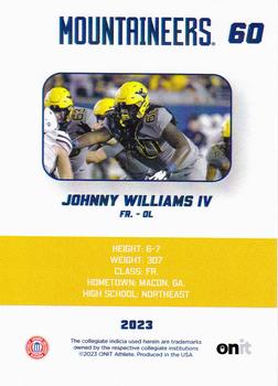 2023 ONIT Athlete West Virginia Mountaineers #NNO Johnny Williams IV Back