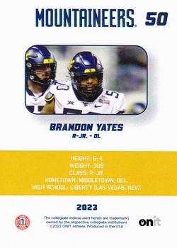 2023 ONIT Athlete West Virginia Mountaineers #NNO Brandon Yates Back