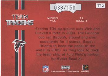 2005 Playoff Absolute Memorabilia - Team Tandems Spectrum #TT-2 Michael Vick / T.J. Duckett Back