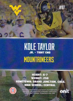 2023 ONIT Athlete West Virginia Mountaineers - Blackout Gold #NNO Kole Taylor Back