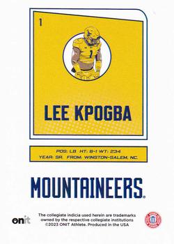 2023 ONIT Athlete West Virginia Mountaineers - Icon Series #NNO Lee Kpogba Back