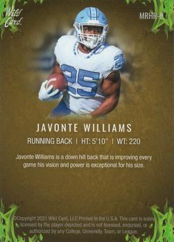 2021 Wild Card Matte - Red Hot Rookies Green Flame Gold Matte in Gold #MRHR-8 Javonte Williams Back