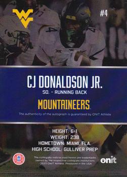 2023 ONIT Athlete West Virginia Mountaineers - Signatures #NNO CJ Donaldson Jr. Back