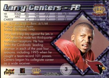 1997 Pacific Crown Collection #3 Larry Centers Back