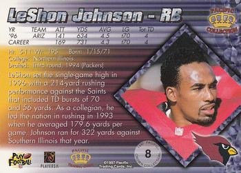 1997 Pacific Crown Collection #8 LeShon Johnson Back