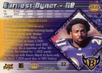 1997 Pacific Crown Collection #32 Earnest Byner Back