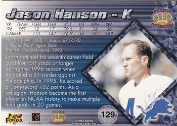 1997 Pacific Crown Collection #129 Jason Hanson Back