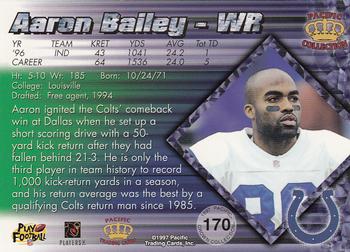 1997 Pacific Crown Collection #170 Aaron Bailey Back