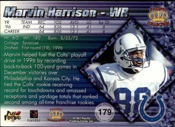1997 Pacific Crown Collection #179 Marvin Harrison Back