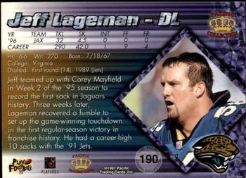 1997 Pacific Crown Collection #190 Jeff Lageman Back