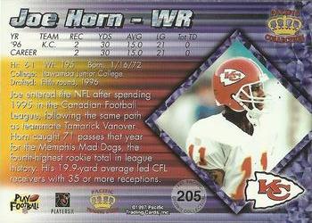 1997 Pacific Crown Collection #205 Joe Horn Back