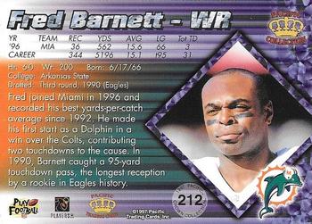 1997 Pacific Crown Collection #212 Fred Barnett Back