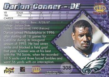 1997 Pacific Crown Collection #308 Darion Conner Back