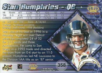 1997 Pacific Crown Collection #358 Stan Humphries Back