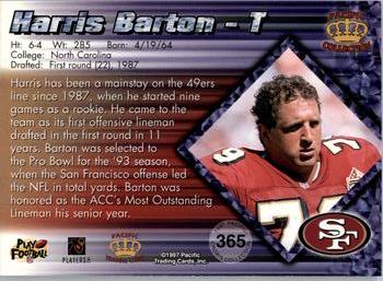1997 Pacific Crown Collection #365 Harris Barton Back