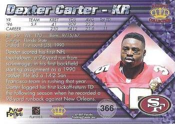 1997 Pacific Crown Collection #366 Dexter Carter Back