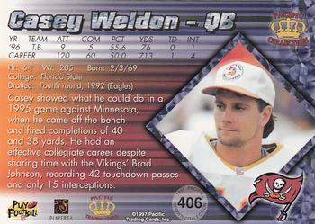 1997 Pacific Crown Collection #406 Casey Weldon Back