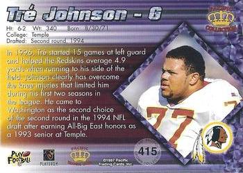 1997 Pacific Crown Collection #415 Tre Johnson Back
