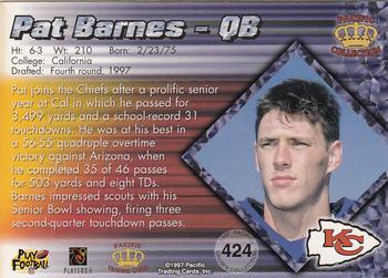 1997 Pacific Crown Collection #424 Pat Barnes Back