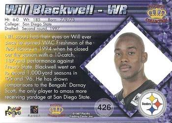 1997 Pacific Crown Collection #426 Will Blackwell Back