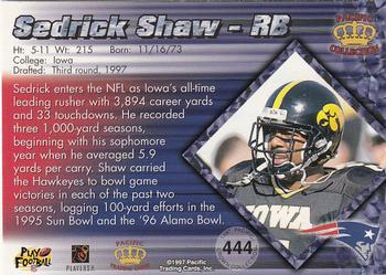 1997 Pacific Crown Collection #444 Sedrick Shaw Back