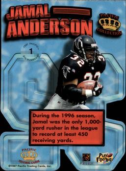 1997 Pacific Crown Collection - Big Number Die Cuts #1 Jamal Anderson Back