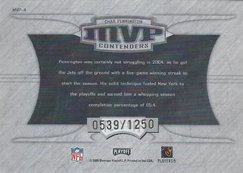 2005 Playoff Contenders - MVP Contenders Gold #MVP-4 Chad Pennington Back